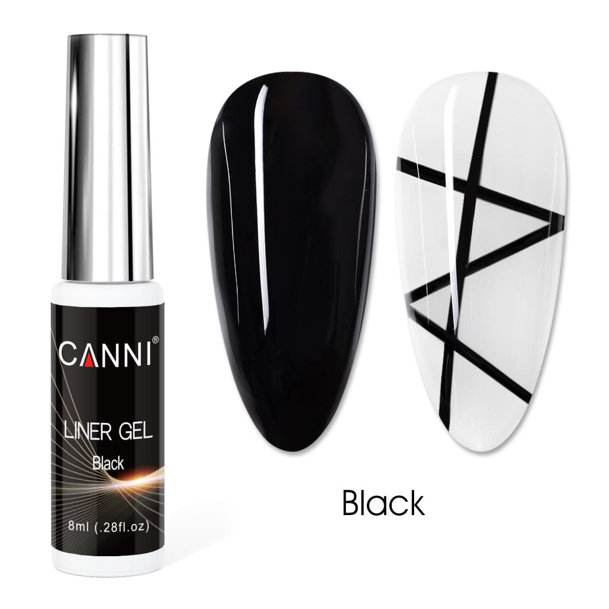 לק ג'ל מכחול דק | 8 מ"ל | שחור | LINER GEL | קאני CANNI