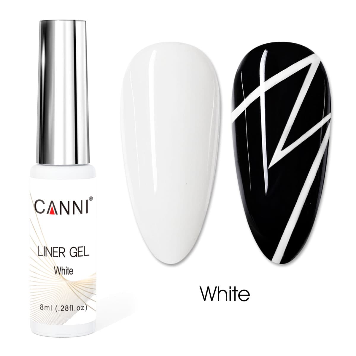 לק ג'ל מכחול דק | 8 מ"ל | לבן | LINER GEL | קאני CANNI