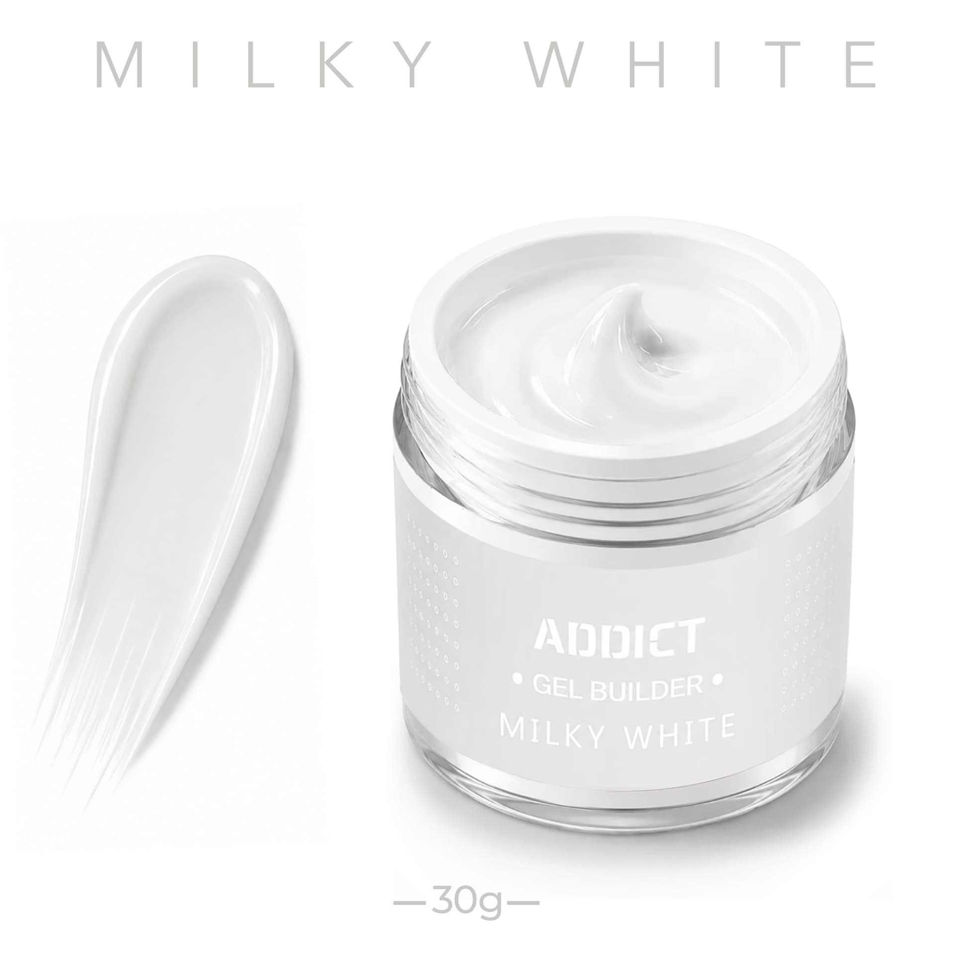 ג'ל בנייה צנצנת סקוויז 30 גרם | מילקי וויט Milky White | אדיקט ADDICT