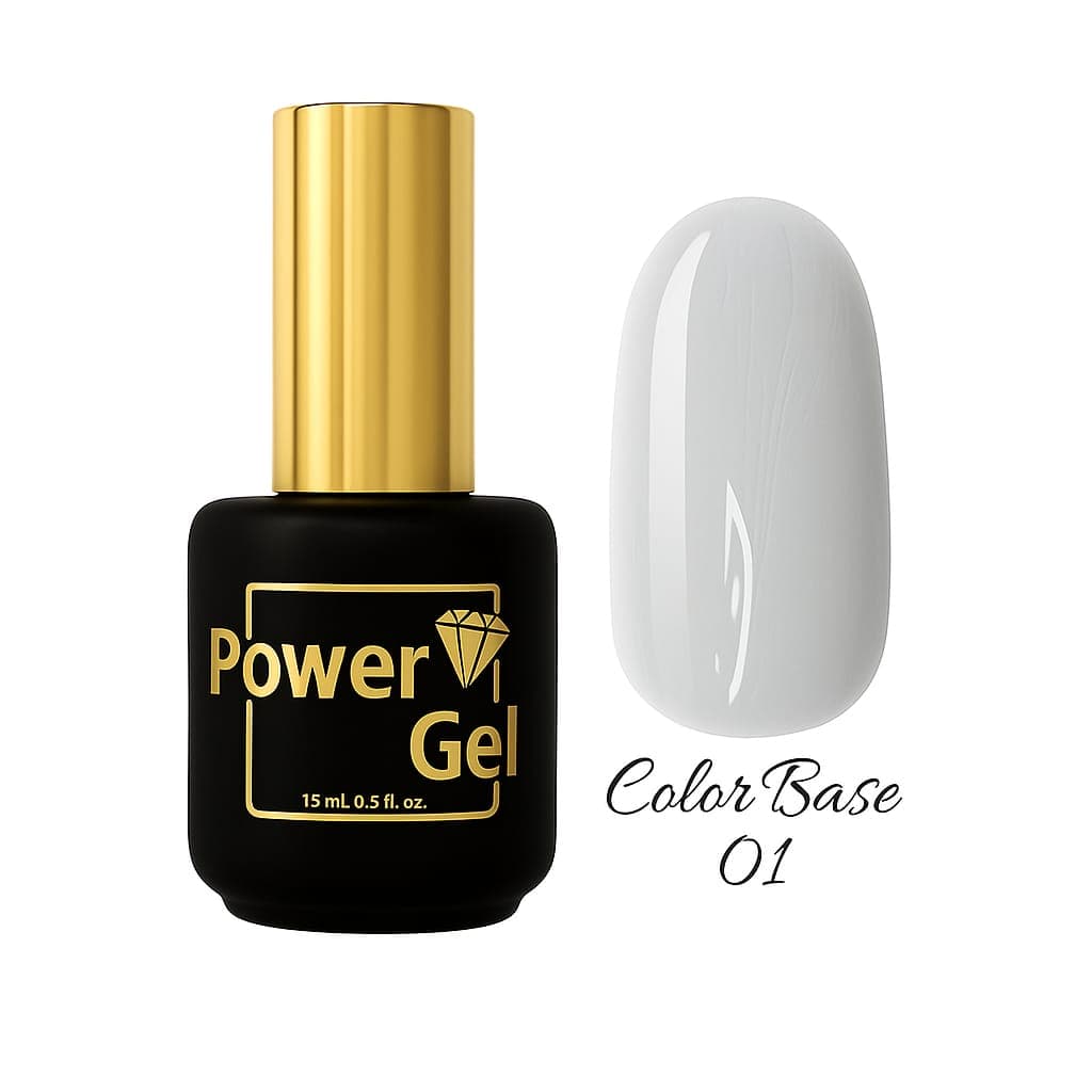 בייס בצבע COLOR BASE | מס' 01 לבן חלבי | 15 מ"ל | פאוור ג'ל Power Gel